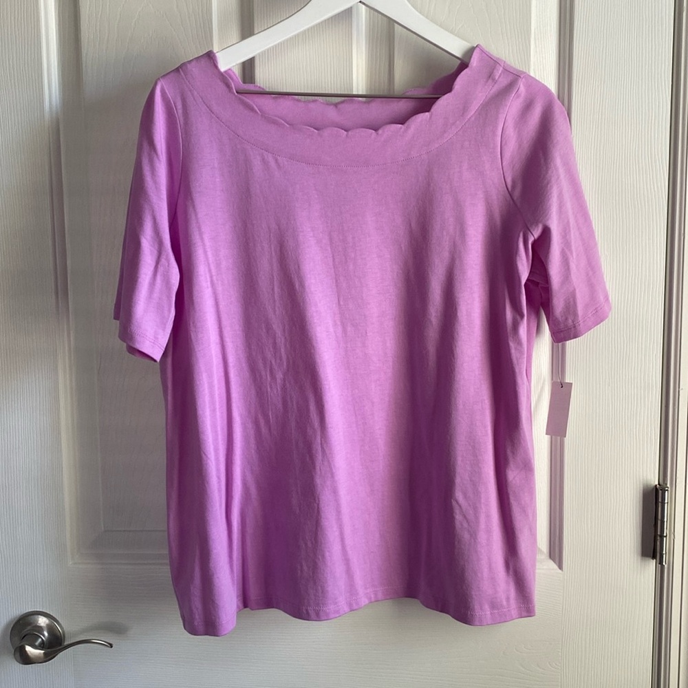 Talbots Pima Scalloped Edge Tee Shirt  XP NWT